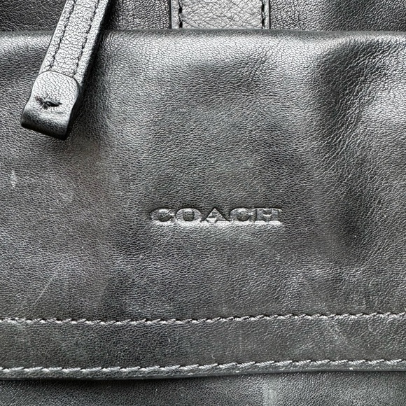 Coach Mens Black Leather Backpack - Picture 2 of 4